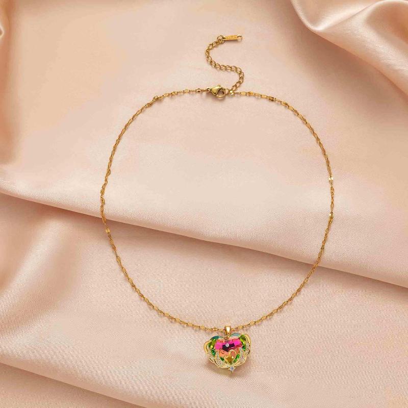 Luxury Design Heart Pendant Necklace For Women Fashion Crystal Charm Chain Choker Necklace Collar Girls Party Jewelry Gifts