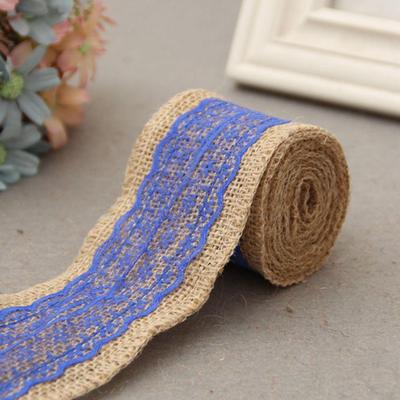 Natural Jute Burlap Hessian Ribbon +lace Trim Edge Vintage Wedding Rustic