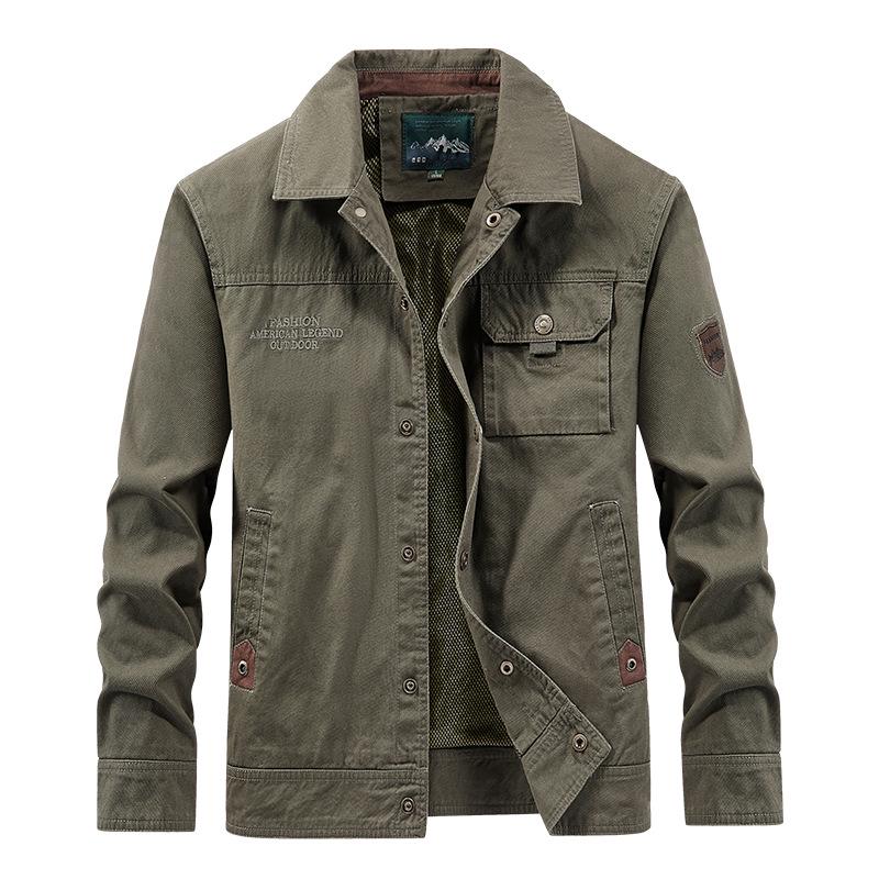 Men's Loose Plus-Size Lapel Jacket for Spring and Autumn - Casual Outdoor Workwear Coat