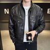 American retro high street old washed PU leather jacket men's autumn and winter new trendy brand fashion casual coat