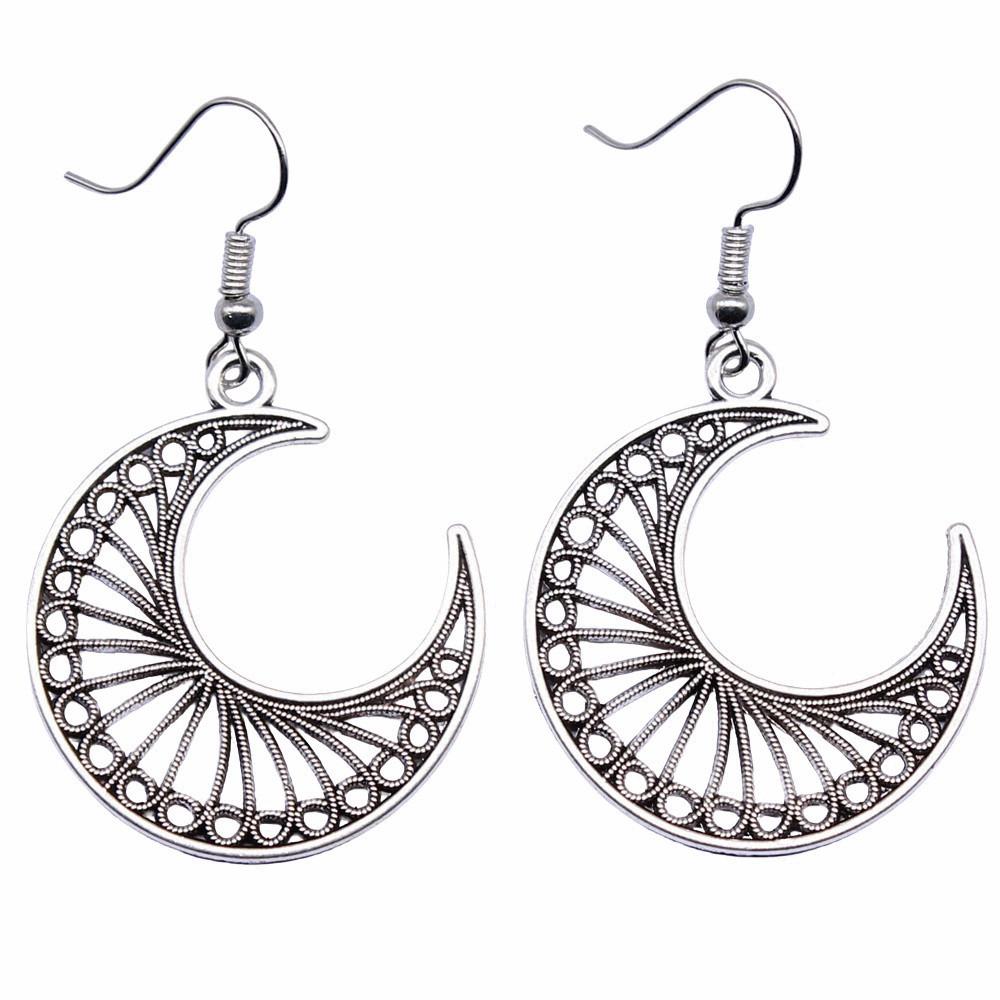 Filigree Teardrop Dangle Earrings Vintage Boho Leaf Drop Earrings For Women Ethnic Retro Jewelry
