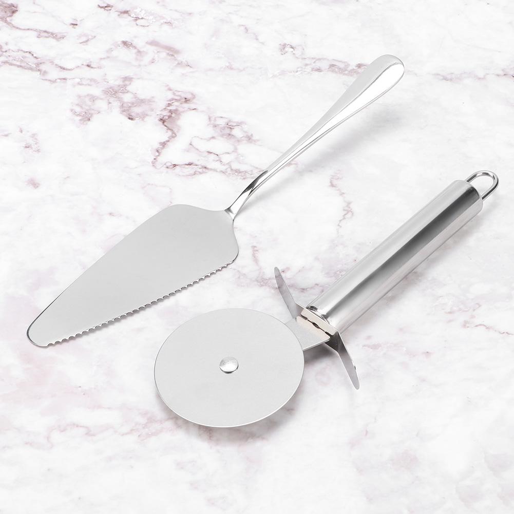 2 buc Set Spatulă Cuțit de Pizza Bucătărie Oțel Inoxidabil Instrumente Utensile pentru Copt Patiserie Tăiere