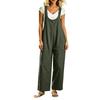 Damen Freizeit Ärmelloser Lockerer Jumpsuit mit Weiter Beinen und Taschen für den Alltag