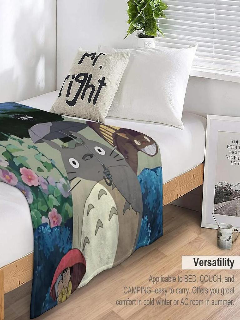 Fluffy Anime Totoro Throw Blanket for Sofa Knee Soft Luxury Home Decor Throws Cute Childrens Garden Bed Blankets