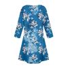 Women's Fashionable V-Neck Button Seven Part Cuff Pocket Floral Dress