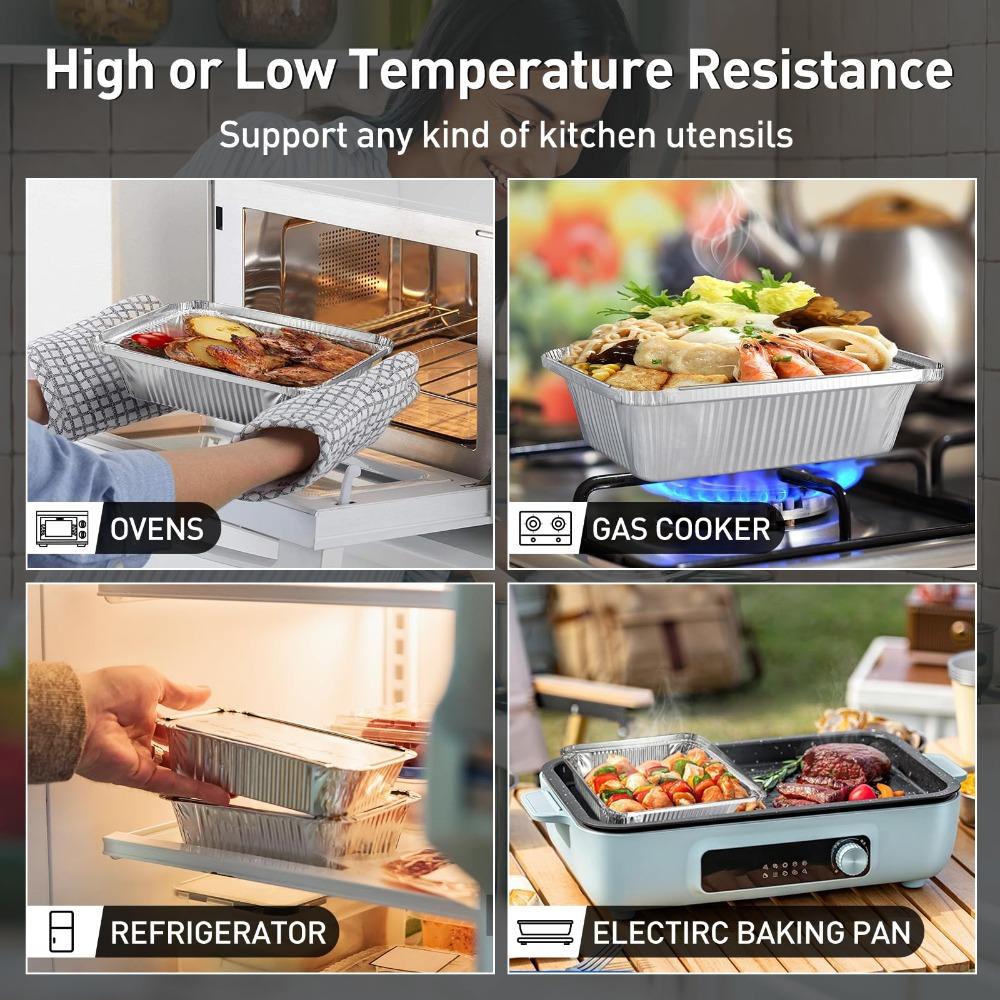 10PCS Con Tapas Contenedores de Comida de Aluminio Cuadrados Bowl para Barbacoa Nuevos Moldes para Hornear Para Llevar