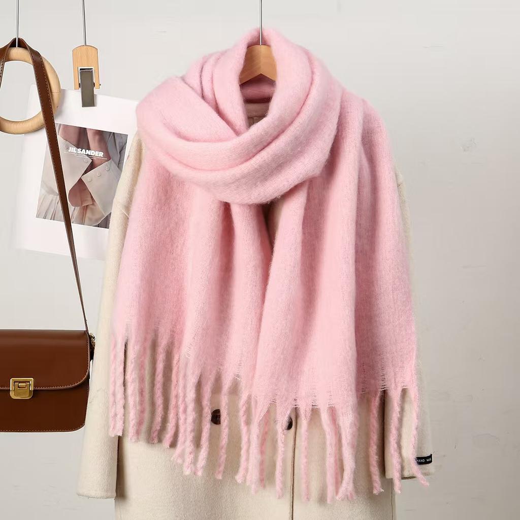 Winter Solid Color Tassels Cashmere Scarf Keep Warm Woman Pashmina Shawl Ladies Fashion Long Scarves Wraps  210*30Cm