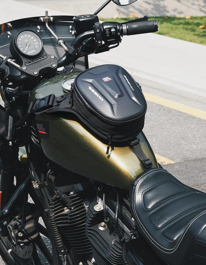 KEMIMOTO Tank Bag for Leg Bikes, Magnetic Waist Bag, Large Capacity, Expandable Capacity, Divider Pocket, Charging Hole, Durable, Universal for Iron T