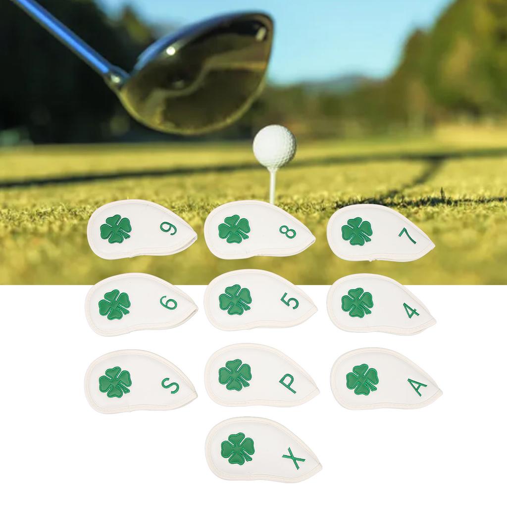 10 PCS Head Covers Four Leaf Pattern PU Waterproof Delicate Iron Covers Set for Most s