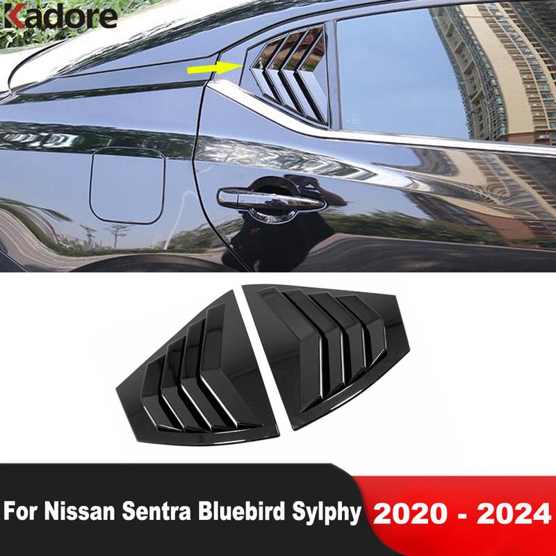 Rear Window Louver Shutter Cover Trim For Nissan Sentra Bluebird Sylphy 2024 Carbon Fiber Car Accessories