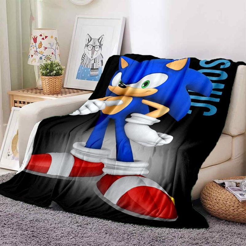 

Personalized Sonic Hedgehog Cartoon Blanket for Bed Sofa Car Office Nap Super Soft D Printing Customizable 100cmx150cm