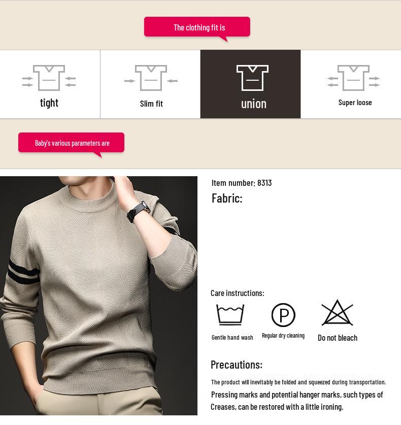 Men's Trendy Thick Jacquard Knit Sweater - Warm, Anti-Pilling, Light Luxury for Autumn/Winter