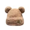 Women Fashion Bear Ears Knitted Hat Thickened Plush Cap