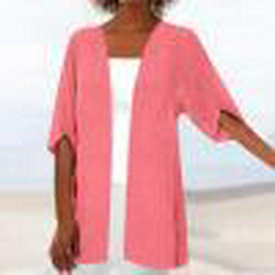 Women's Summer Cardigans Plus Size Short Sleeve Half Loose Cover Up Open Front Stretch Blouse Wrap Outwear Top