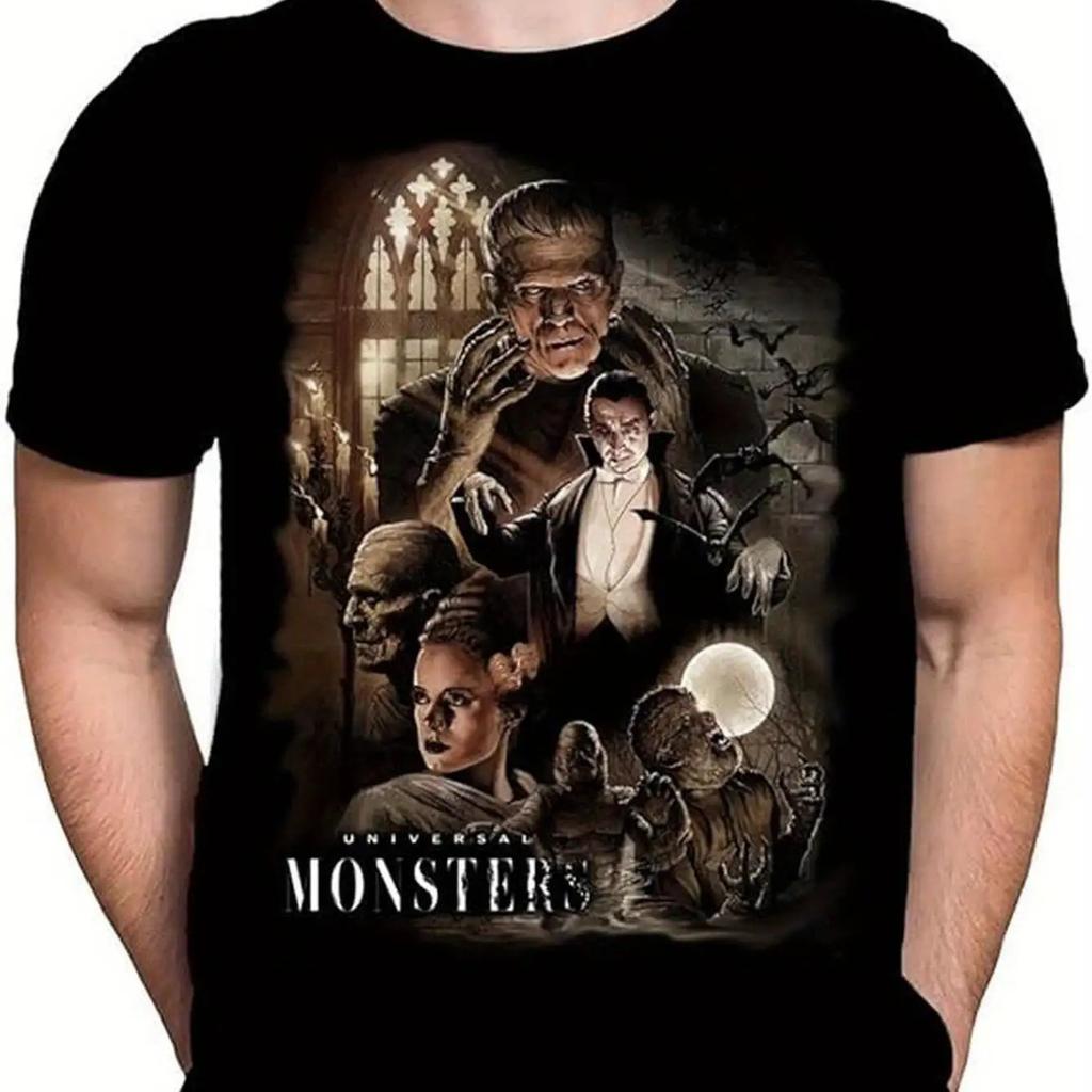 Men's Gothic Horror Universal Monster T-shirt All Season Pure Cotton Casual Street Wear Suitable for Both Men and Women