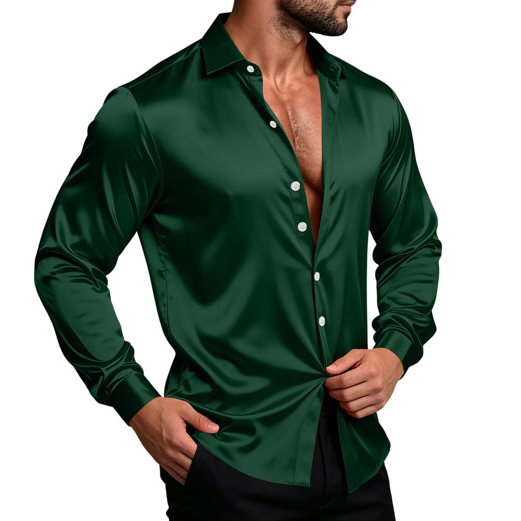 Men's Color Shirt Jacket Casual Loose Fit Breathable Long Sleeve Lapel Collar for Spring and Fall