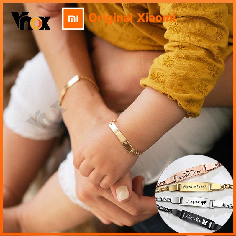Xiaomi Vnox Custom Mom & Son Baby Bracelet Adjustable Stainless Steel Link Chain Bracelet New Born Boys Girls Bangle Women Jewelry