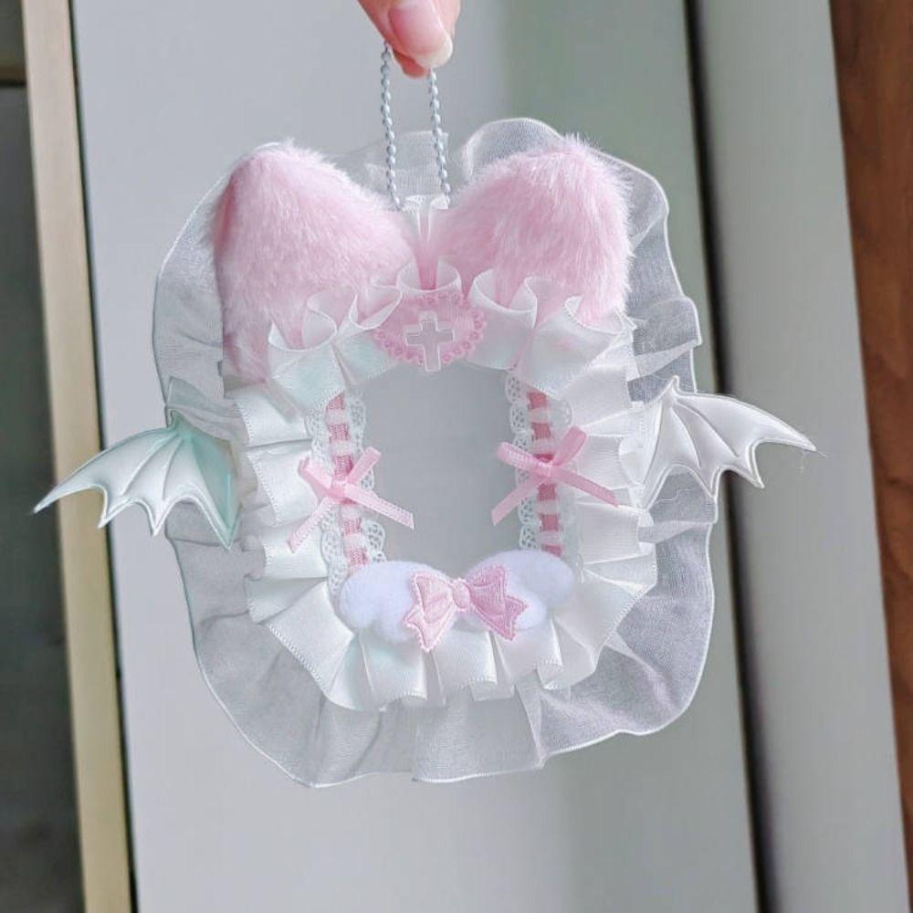 

Ins Style Photo Protector Case Lace ID Credit Case Portable Star Chasing Pendant Keychain Outdoor розовый