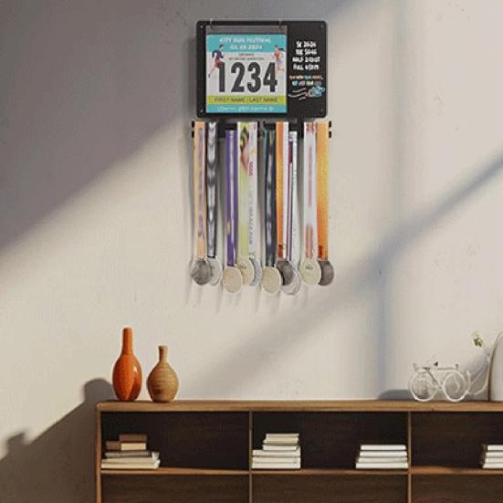 Marathons Medaillen-Ausstellungsregal Startnummernhalter Schwerlast Multifunktional Wandmontage Läufer Laufen Startnummer Rennmedaillen Aufhänger Ständer