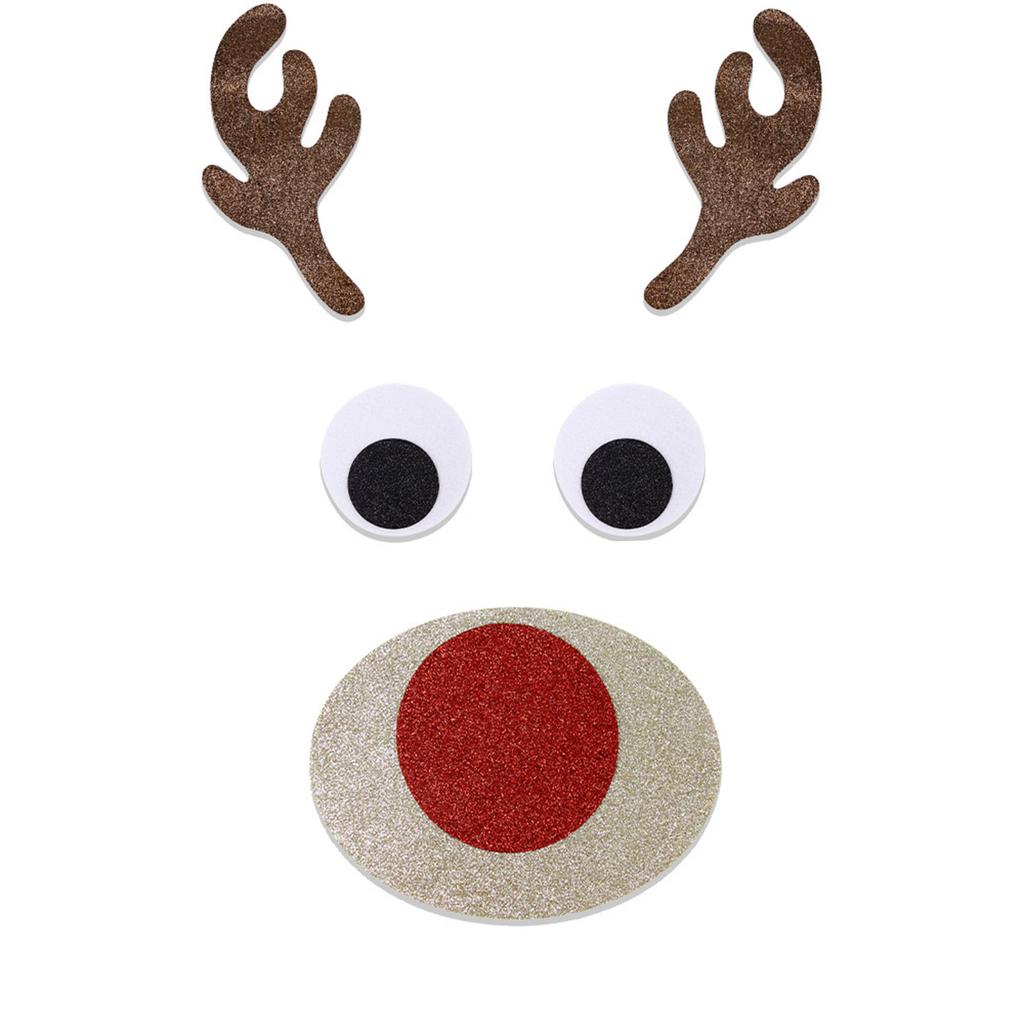 Cartoon Moose-Shape Door Stickers Felt Cloth Christmas Cute Exquisite Door Pasters For Xmas Window Decoration