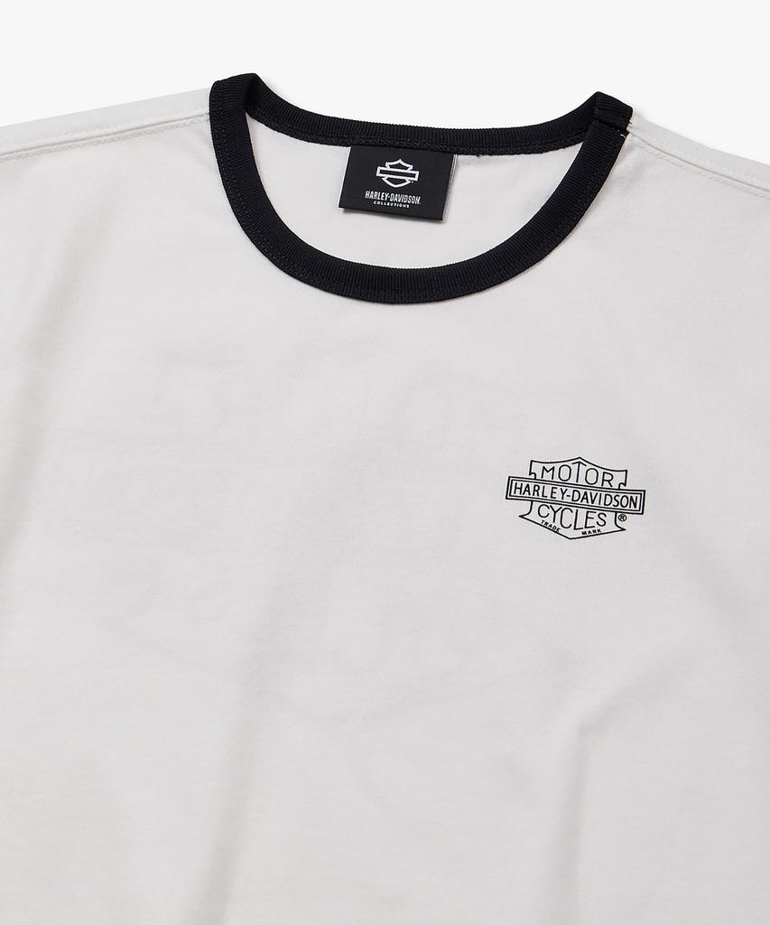 HARLEY-DAVIDSON COLLECTIONS® [Women'S] Harley Bar & Shield Crop Ringer Tee White_Hh26111057