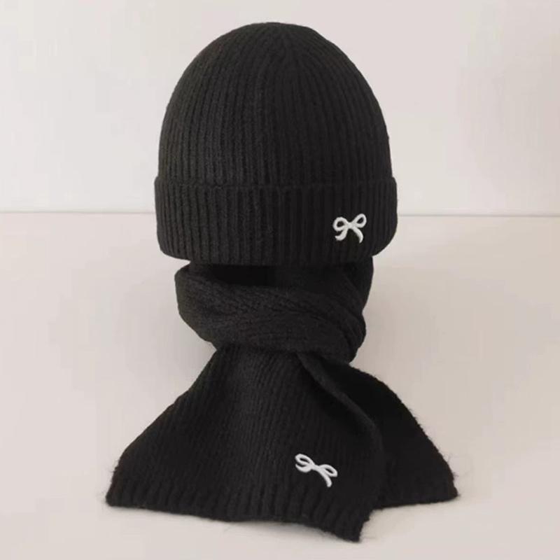 Σετ 2 Τεμαχίων Κορεάτικα Παιδικά Καπέλα και Κασκόλ Χειμερινά 1-8 Ετών Παιδικά Κομψό Κόμπο Κορδέλα Αγόρι Κορίτσι Νήπιο Αντιανεμικό Πλεκτό Μάλλινο Καπέλο Κασκόλ