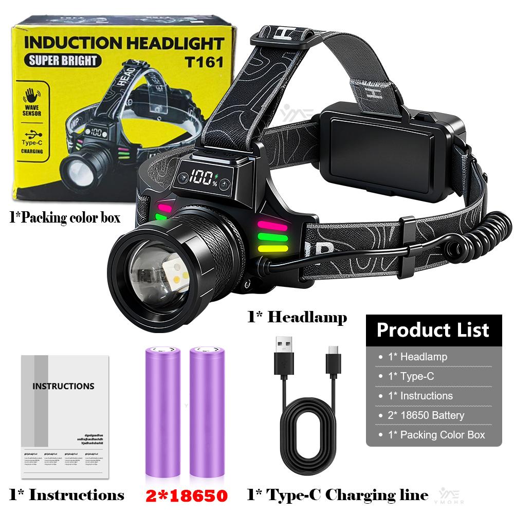 20000000LM Working Light Rechargeable LED Headlamp18650 High Power Flashlight Camping Lantern Outdoor Equipment Head Torch Light