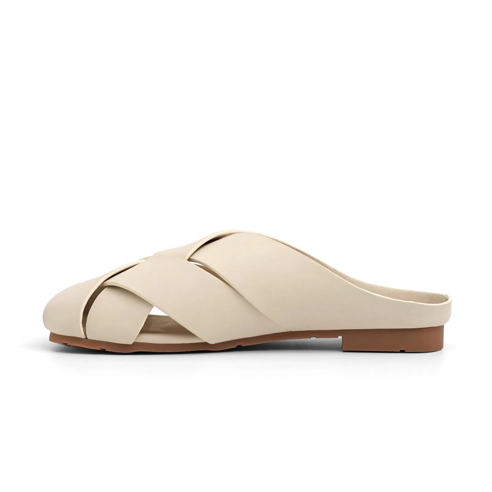 Модные женские кожаные плетеные тапочки — фото 7