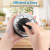 Stainless Steel Kitchen Timer 60 Minute Wind Up Black Round Shape for Cooking Baking Study Nursing Reminder No Battery Required
