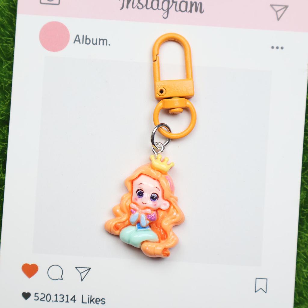 Cartoon Resin Mermaid Princess Keychain - Cute Backpack/Bags Ornament and Gift