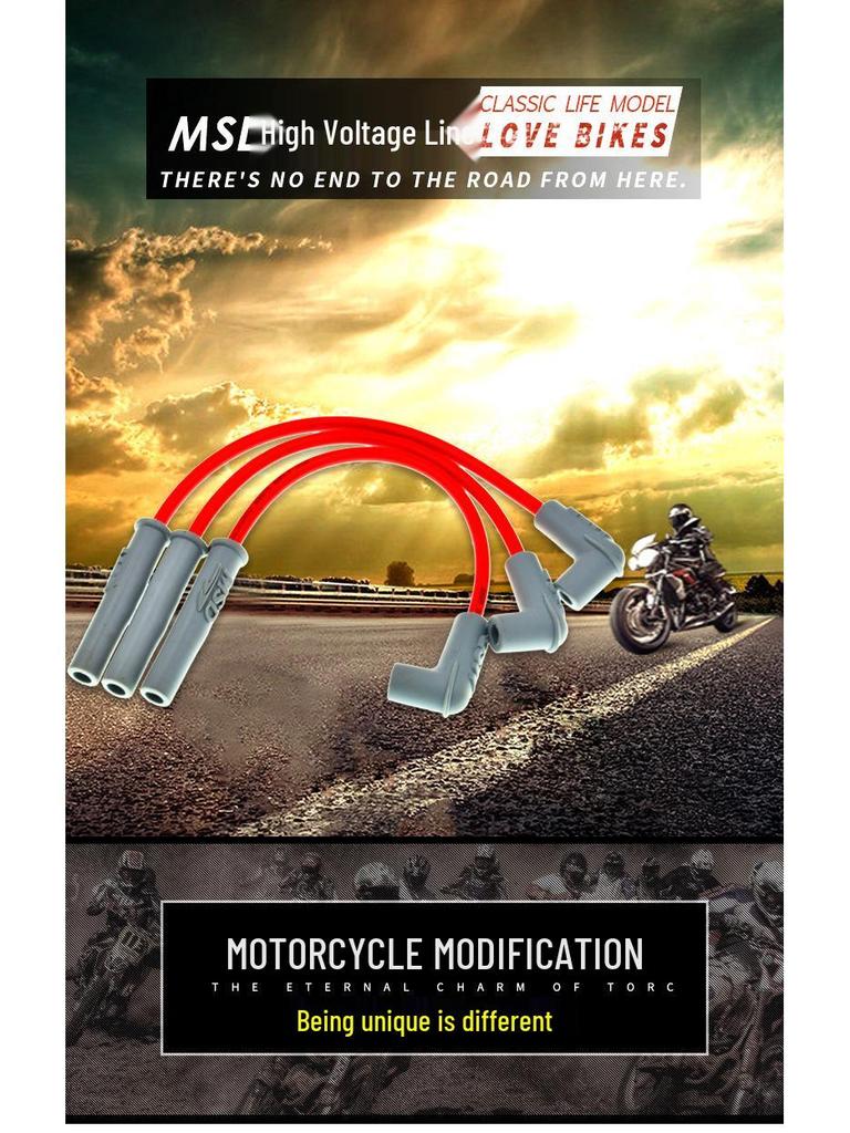 Japanese MSD High Voltage Off-Road Spark Plug Cap and Ignition Line for Motorcycles