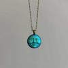 Blue Moon Face Necklace Moonwalking Galaxy Pendant For Women Moon Jewelry Bronze Necklace
