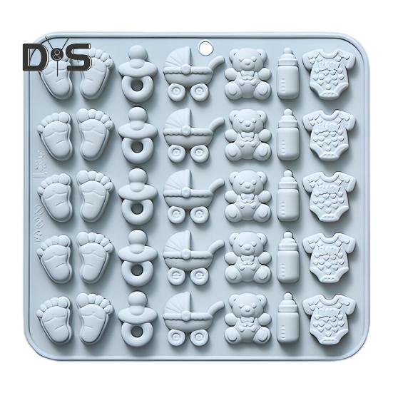 

1/2 шт. силиконовая форма для детского душа, форма для детских ножек, детская бутылочка, соска, детский комбинезон, форма для детской коляски, набор для приготовления шоколадных конфет без бисфенола А синий