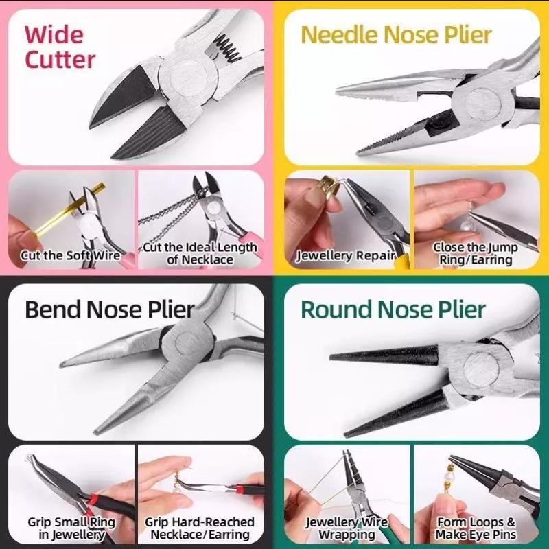 Jewelry Making Plier Tool Set Stainless Steel Non-Slip Handles Ideal Gift for DIY Craft Hobby Lovers Adults Kids