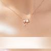 Bow necklace inlaid with gem pink girl light luxury niche design premium cross chain pendant