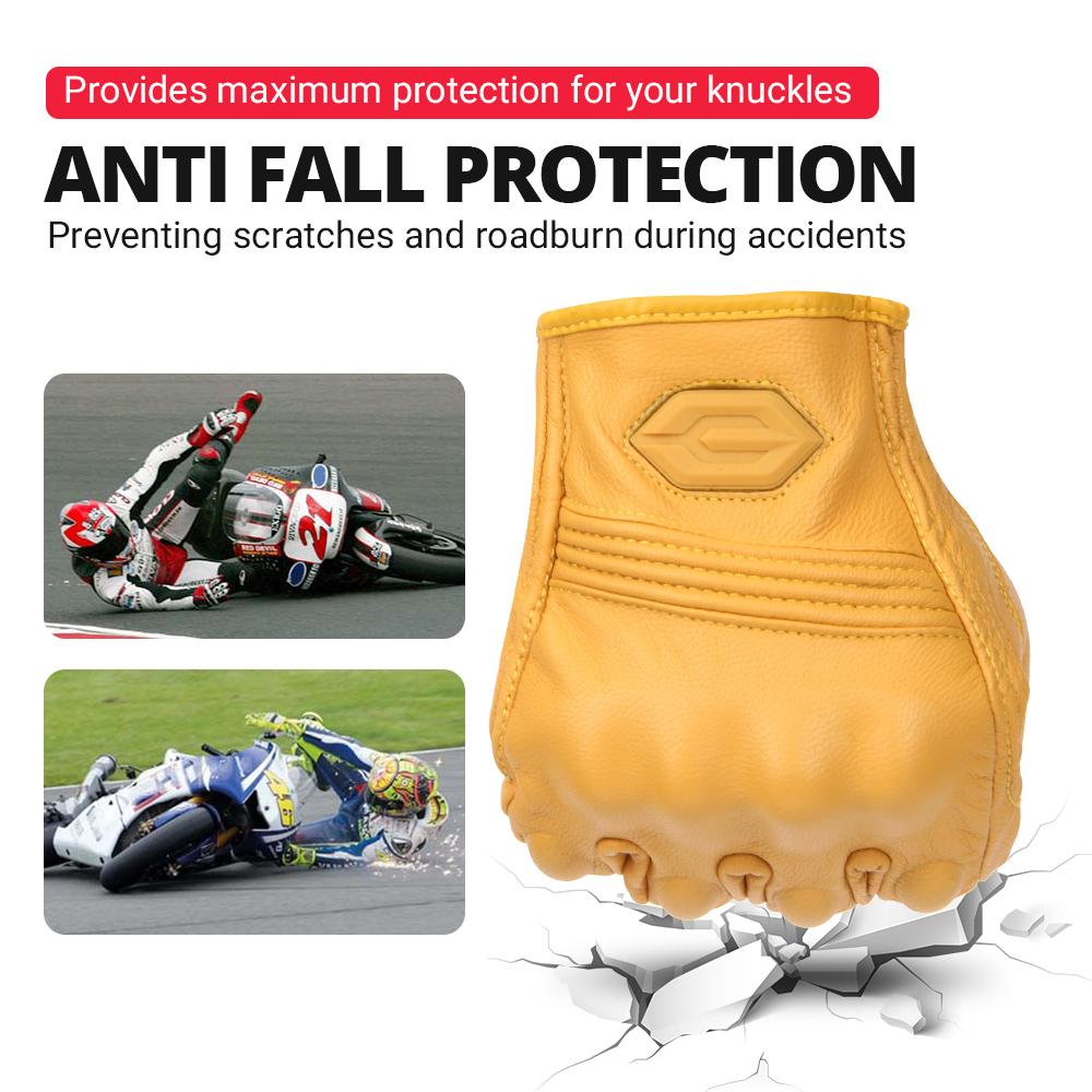 New Motorcycle Gloves Leather With Hole Men Motorbike Riding Gloves Touch Screen Breathable Moto Motocross Anti Fall Black