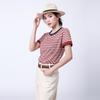 RAIN.CUN Women's Red Stripe Knit T-Shirt