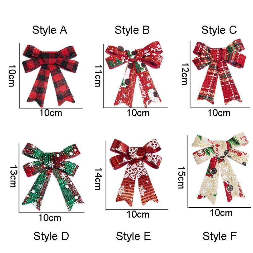 3PCS Handmade Christmas Ornaments Lattice Xmas Tree Bow Christmas Decoration Bowknot Home Decor