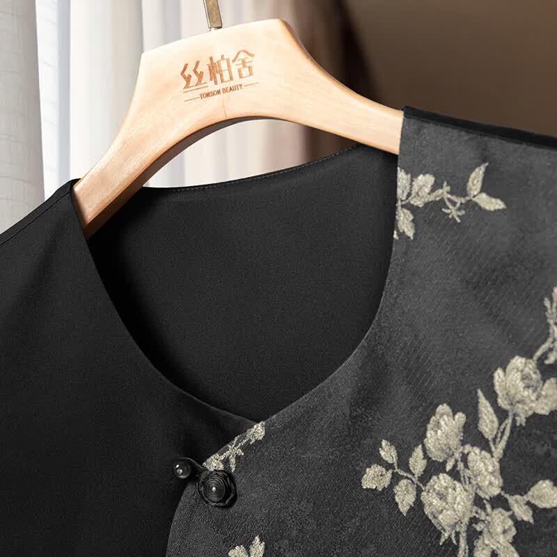 Women's Chinese Style Round Neck Embroidered Vest
