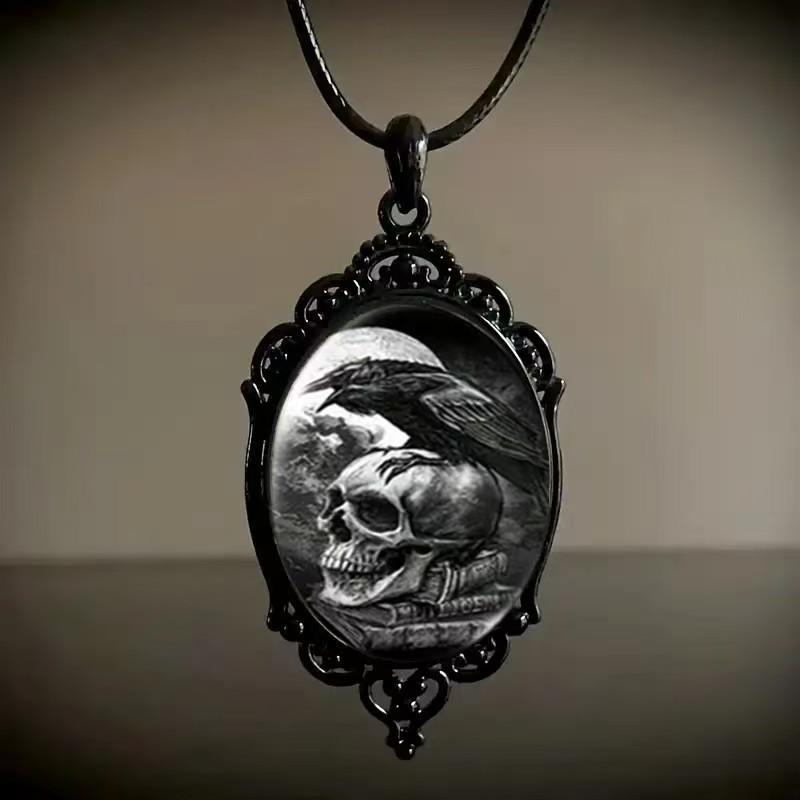 Collier Pendentif Gemme du Temps Motif Chauve-Souris Sombre Bijoux