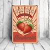 1pc Farm Fresh Strawberries Retro Tin Sign, 2D Flat Metal Wall Decor for Living Room Kitchen Outdoor, Vintage Food Festival Decoration