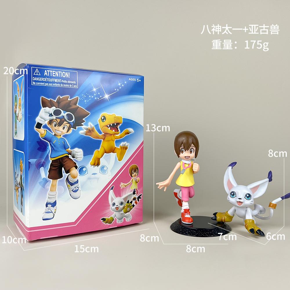 Boxed Anime Digimon Yagami Taichi Agumon Gabumon Anime Action Figure Model Gifts Collectible Figurines Desktop Decoration