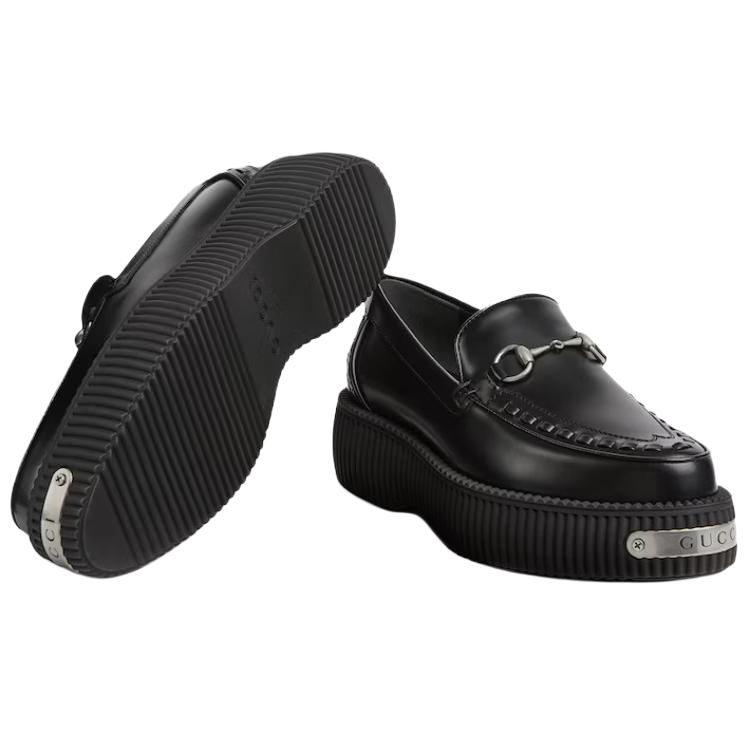 GUCCI Horsebit Leather Loafers 4.5cm Women's Black 796330 AAD30 1000