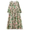 Early Spring Floral Vacation Style Travel Round Neck Retro Long Dress for Women Long Sleeved Vintage Dresses