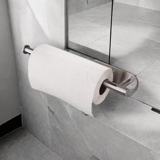 Držák papírových utěrek pod skříňku Lepicí stojan na roli papírových utěrek Nástěnný dávkovač papírových utěrek z nerezové oceli pro kuchyň koupelnu spíž lednici