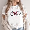 (Asian Size) Butterfly Geometric Short Sleeve Clothing Print Female Casual Fashion T Women's Top Graphic Tee T-shirts