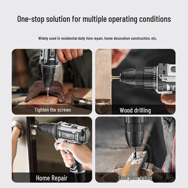 Oulide Rechargeable High-Power Wireless Handheld Drill & Multifunctional Electric Screwdriver