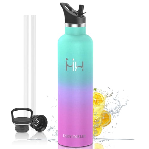 

BOONSHAK Stainless Steel Bottle with Straw, 1000ml, Carbonated, 1 Liter, Insulates Cold or Hot Water, Double-Walled Design, Large Capacity, Straw, Lea