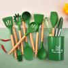 12Pcs Silicone Utensils Set  Non-Stick Cookware Wooden Handle Spatula Shovel Egg Beaters Kitchenware Kitchen Accessories