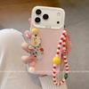 Applicable To Apple 17Pro Mobile Phone Case, High-end New Cartoon Cute Female with Lanyard, Playful Little Round Ball Cat.